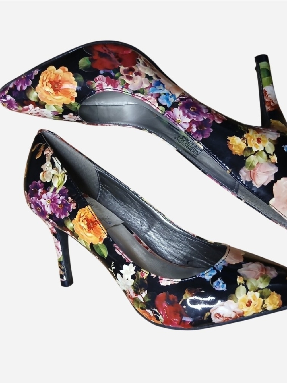 143 Girl Owanda Black Floral Pumps Pointed Toe Stiletto Heels Women's Size